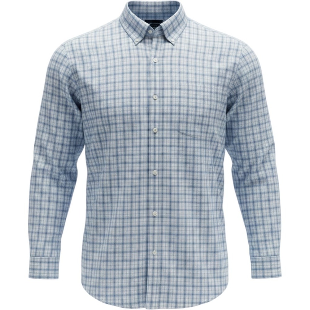 Charles Tyrwhitt Men's 3XL Classic Fit Non-Iron Check Button Down Shirt Blue